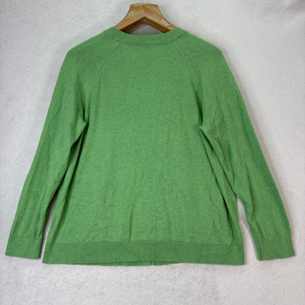 J. Jill Garden Green Organically Grown Cotton V-neck Cardigan Women's L Office - Picture 3 of 6